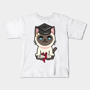 Cute siamese cat is a graduate Kids T-Shirt